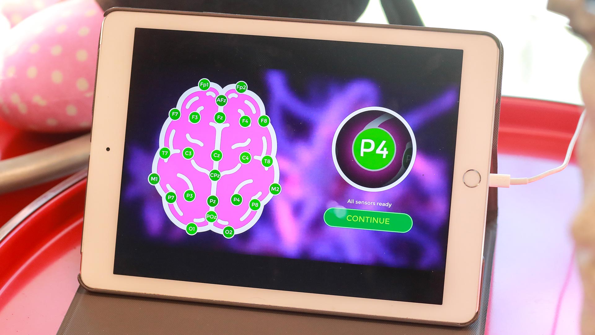 Tablet device running BrainTrip app